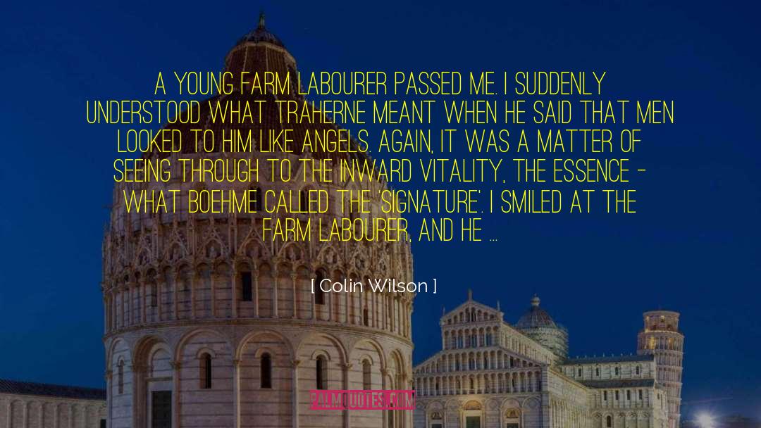 Colin Wilson Quotes: A young farm labourer passed