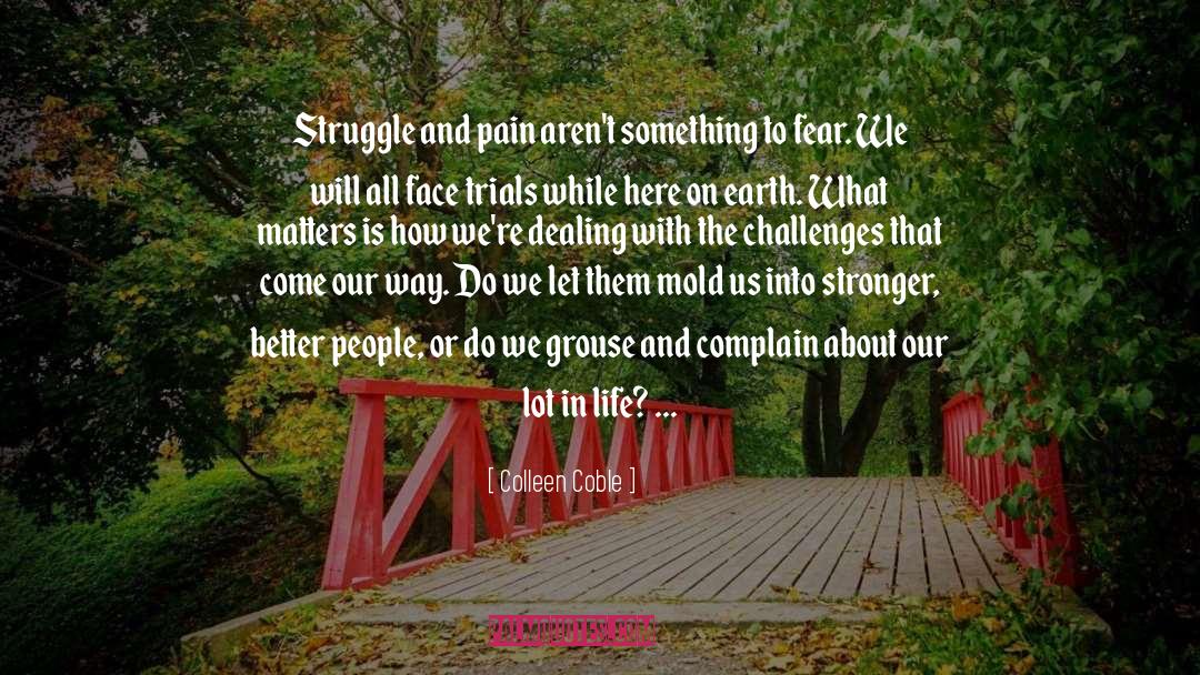 Colleen Coble Quotes: Struggle and pain aren't something