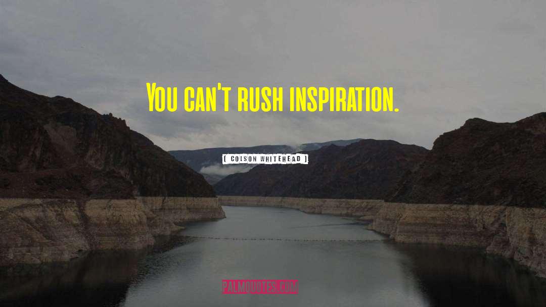Colson Whitehead Quotes: You can't rush inspiration.
