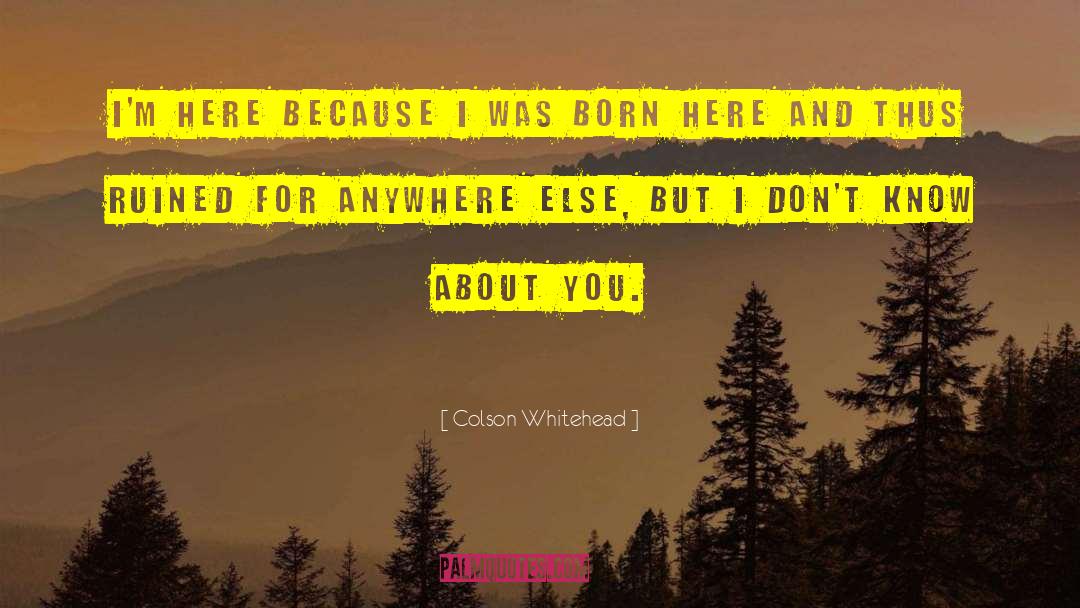 Colson Whitehead Quotes: I'm here because I was