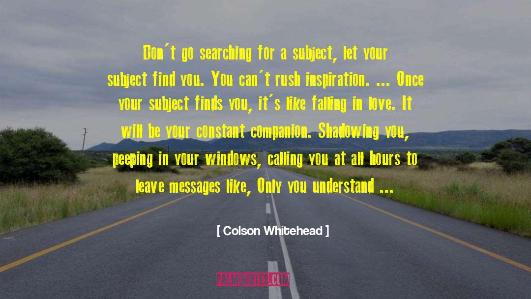 Colson Whitehead Quotes: Don't go searching for a