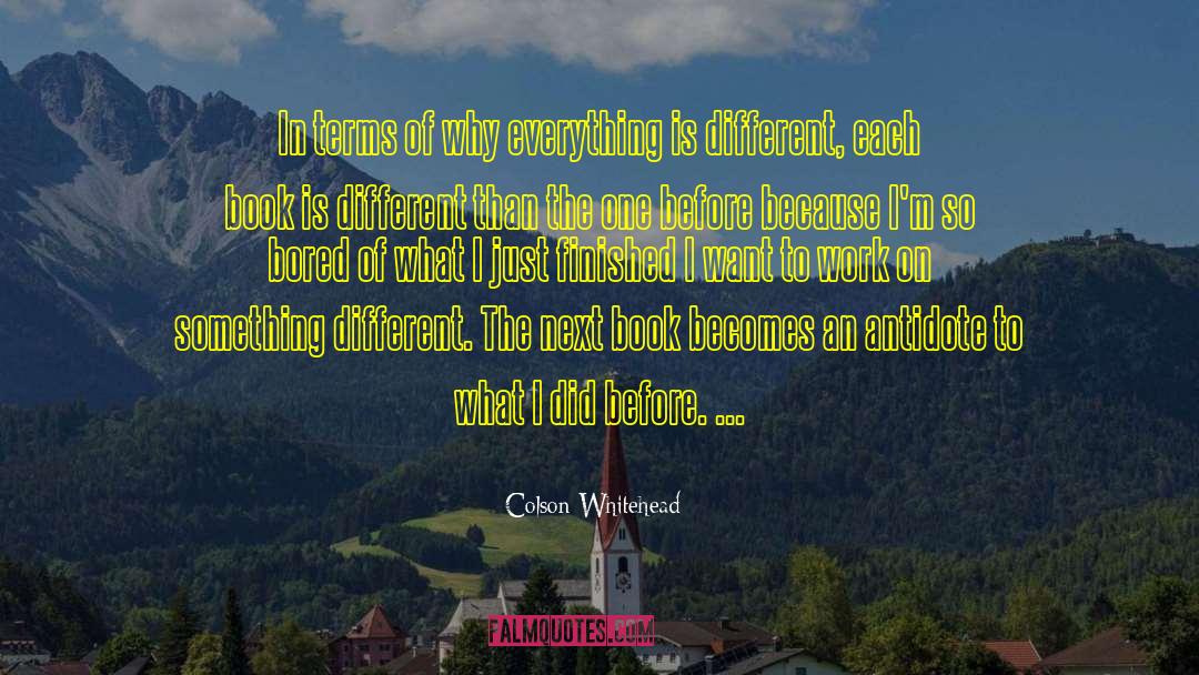 Colson Whitehead Quotes: In terms of why everything