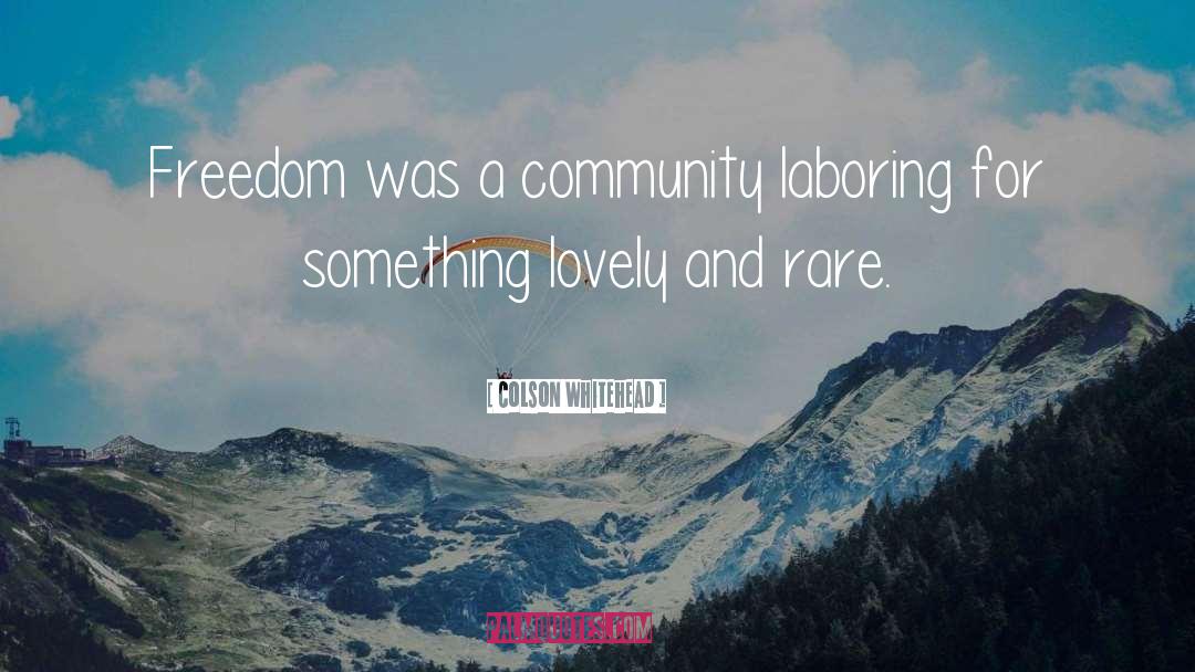 Colson Whitehead Quotes: Freedom was a community laboring