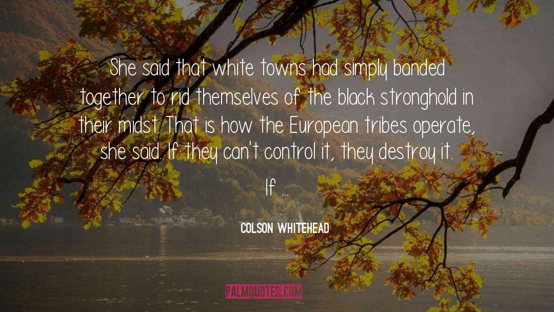 Colson Whitehead Quotes: She said that white towns