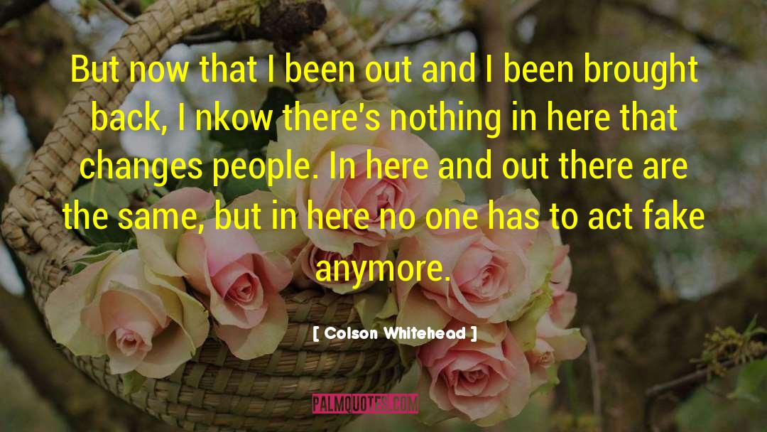 Colson Whitehead Quotes: But now that I been