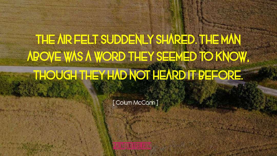 Colum McCann Quotes: The air felt suddenly shared.