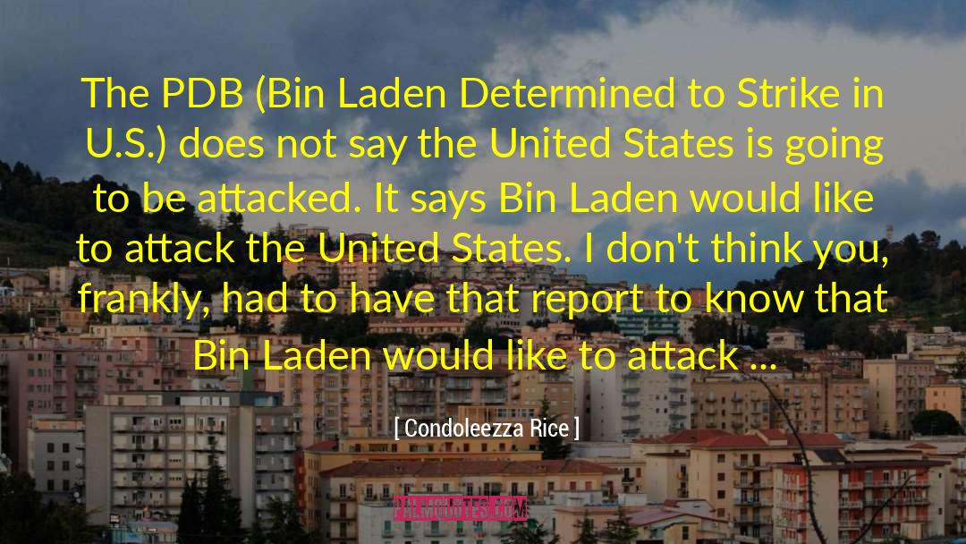 Condoleezza Rice Quotes: The PDB (Bin Laden Determined