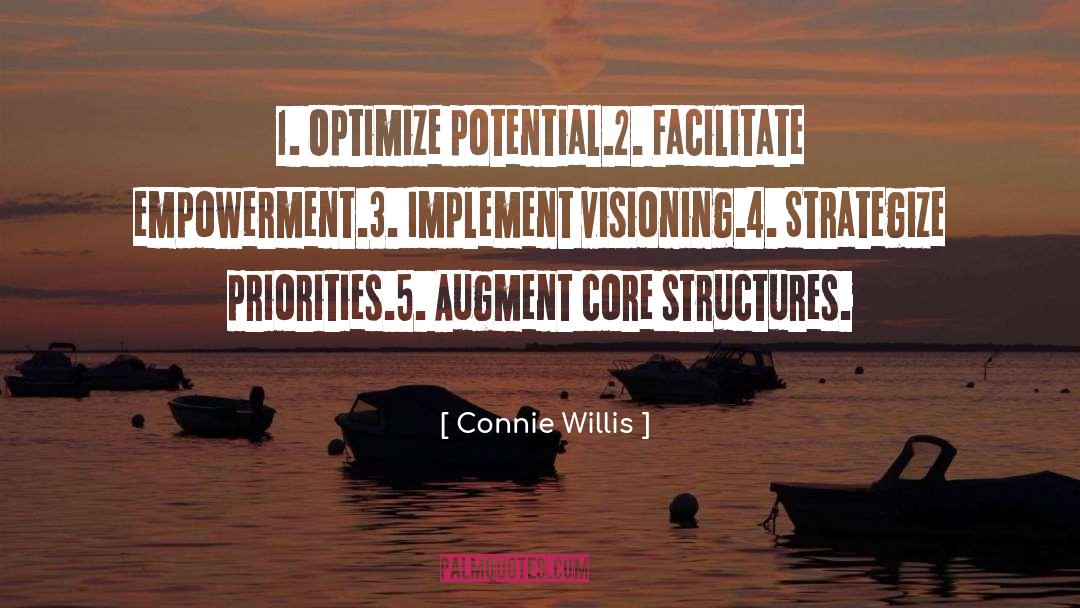 Connie Willis Quotes: 1. Optimize potential.<br />2. Facilitate