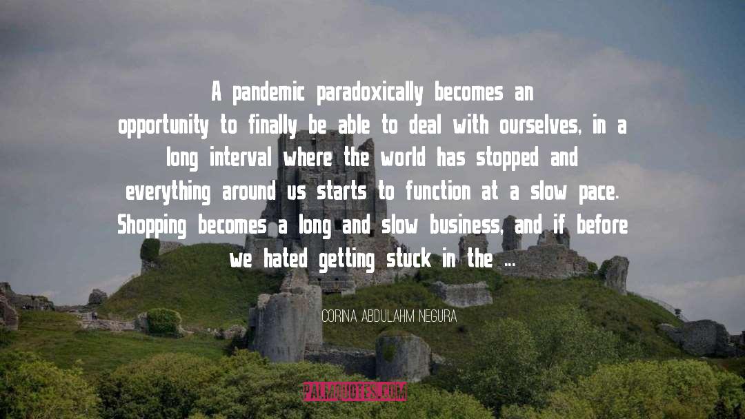 Corina Abdulahm Negura Quotes: A pandemic paradoxically becomes an
