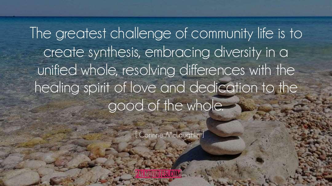 Corinne McLaughlin Quotes: The greatest challenge of community