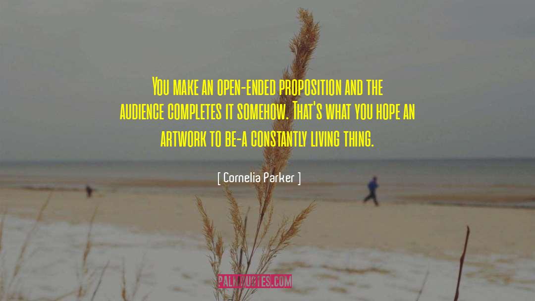 Cornelia Parker Quotes: You make an open-ended proposition