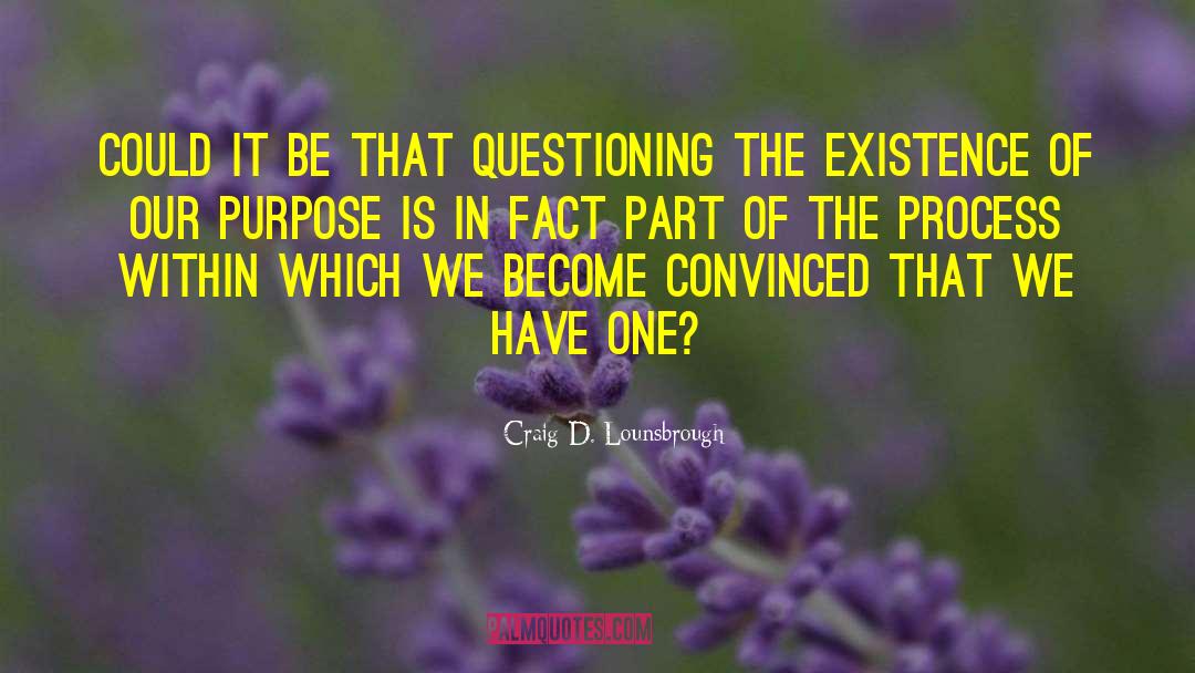 Craig D. Lounsbrough Quotes: Could it be that questioning