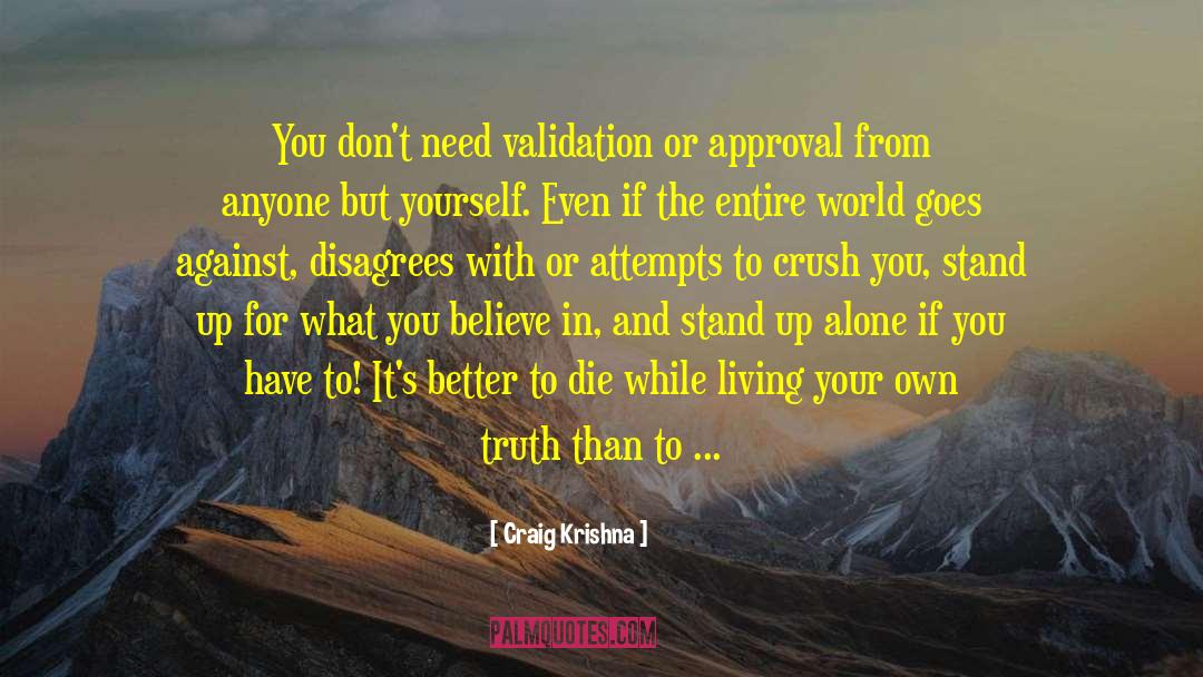 Craig Krishna Quotes: You don't need validation or