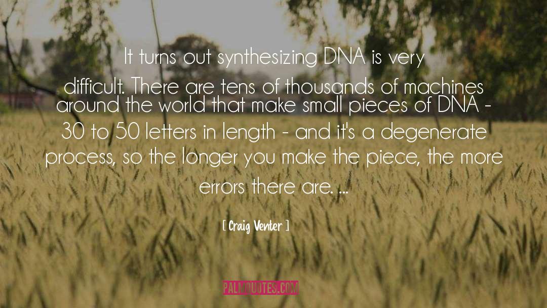 Craig Venter Quotes: It turns out synthesizing DNA