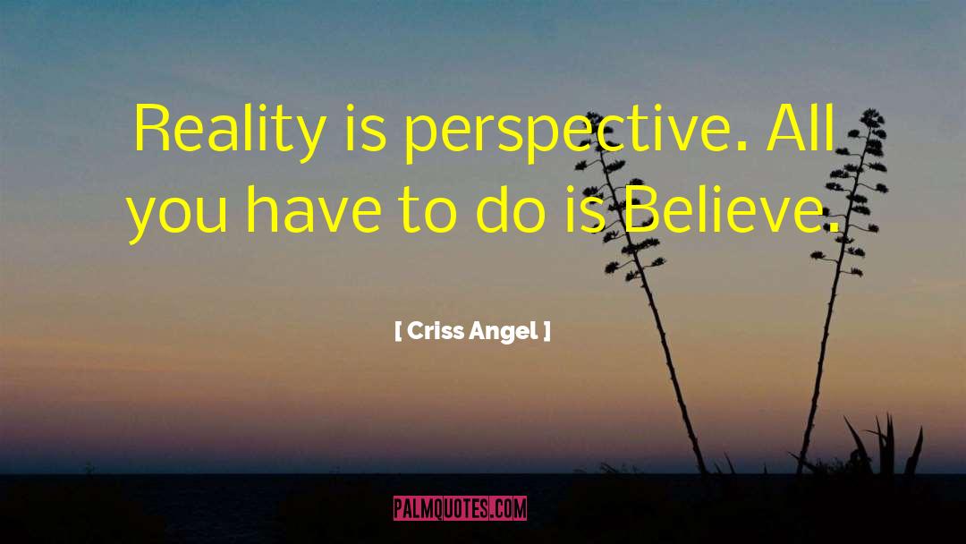 Criss Angel Quotes: Reality is perspective. All you