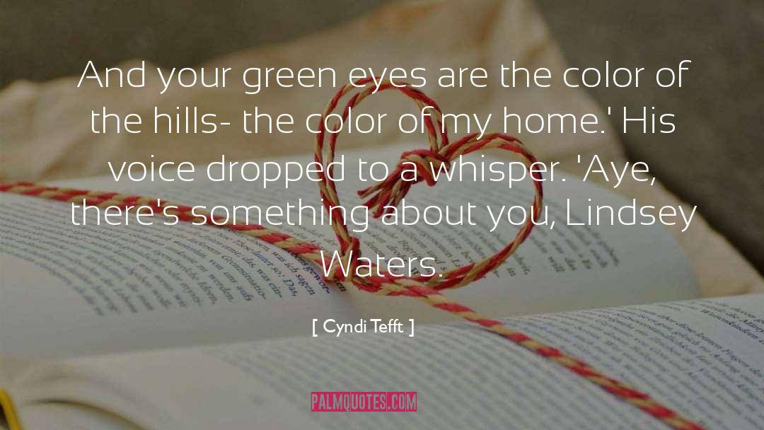 Cyndi Tefft Quotes: And your green eyes are