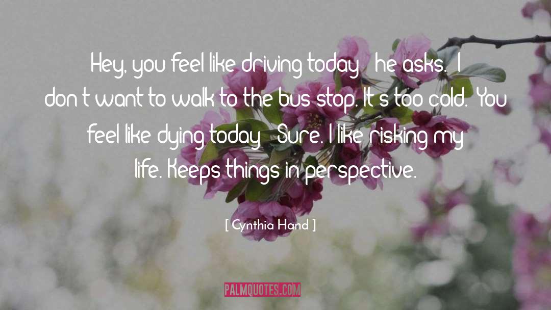 Cynthia Hand Quotes: Hey, you feel like driving