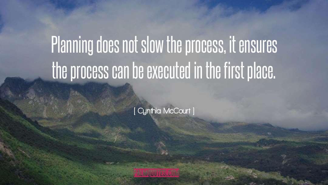 Cynthia McCourt Quotes: Planning does not slow the