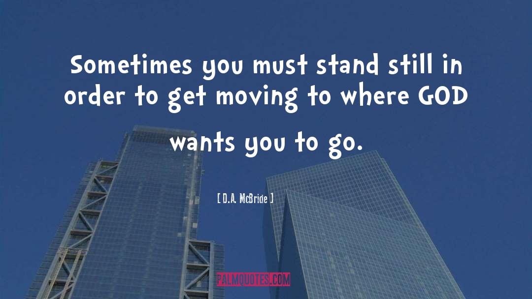 D.A. McBride Quotes: Sometimes you must stand still