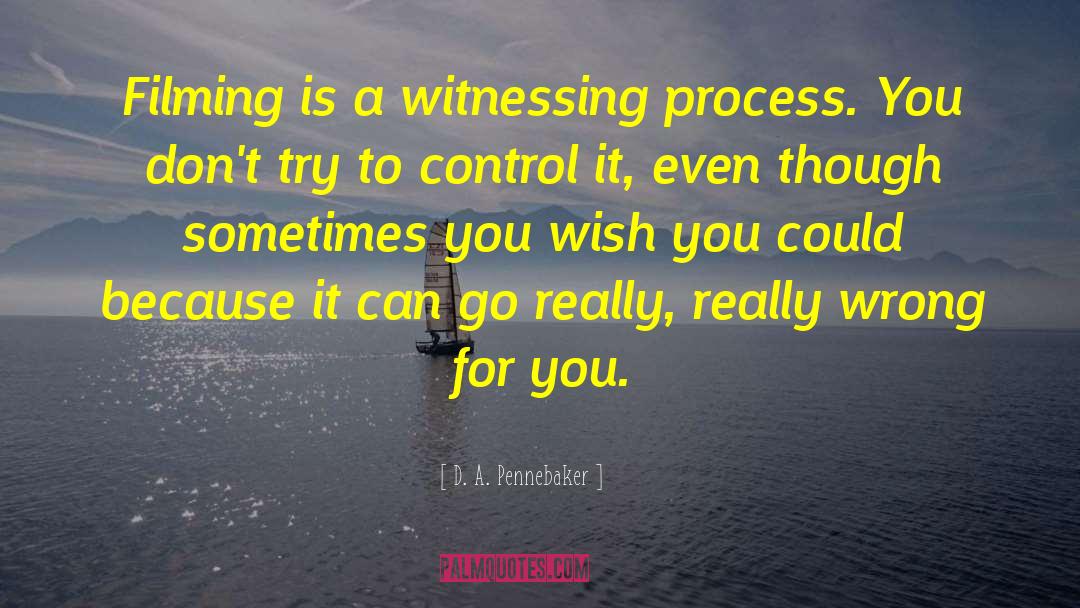 D. A. Pennebaker Quotes: Filming is a witnessing process.