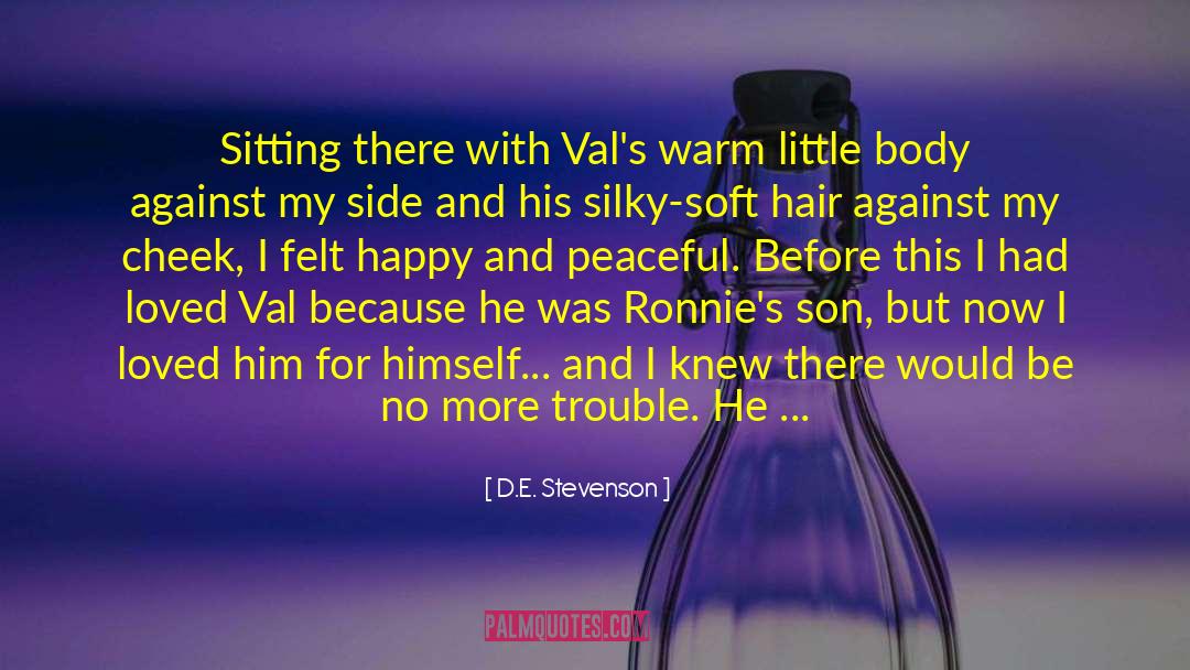 D.E. Stevenson Quotes: Sitting there with Val's warm