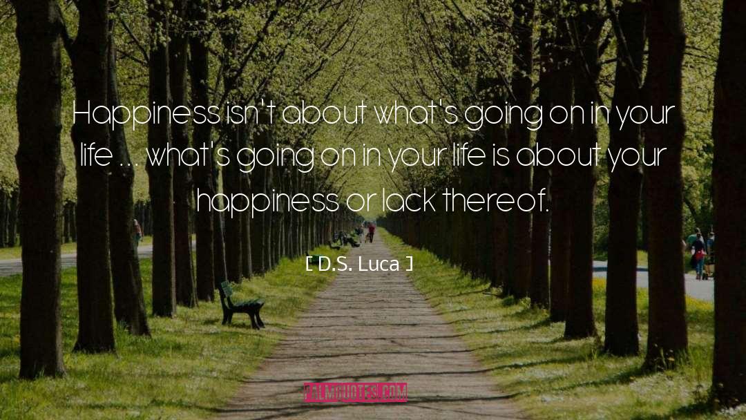 D.S. Luca Quotes: Happiness isn't about what's going