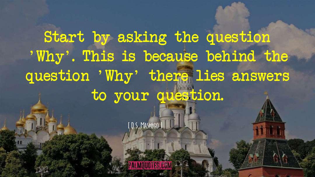 D.S. Mashego Quotes: Start by asking the question