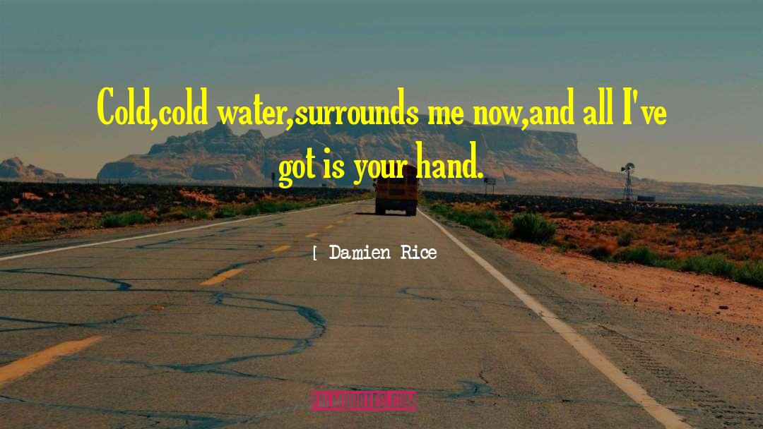 Damien Rice Quotes: Cold,<br>cold water,<br>surrounds me now,<br>and all