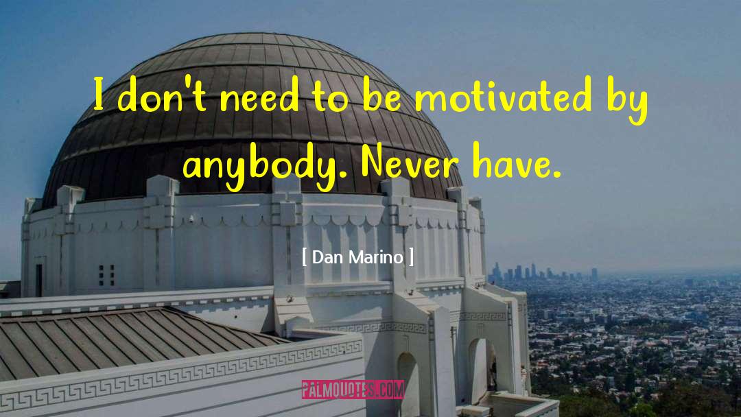 Dan Marino Quotes: I don't need to be