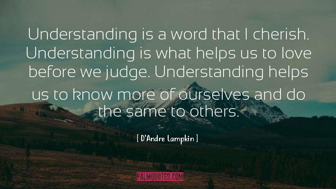D'Andre Lampkin Quotes: Understanding is a word that