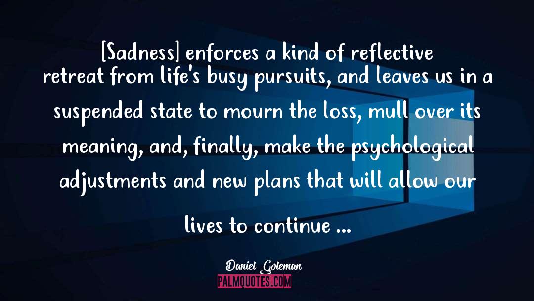 Daniel Goleman Quotes: [Sadness] enforces a kind of