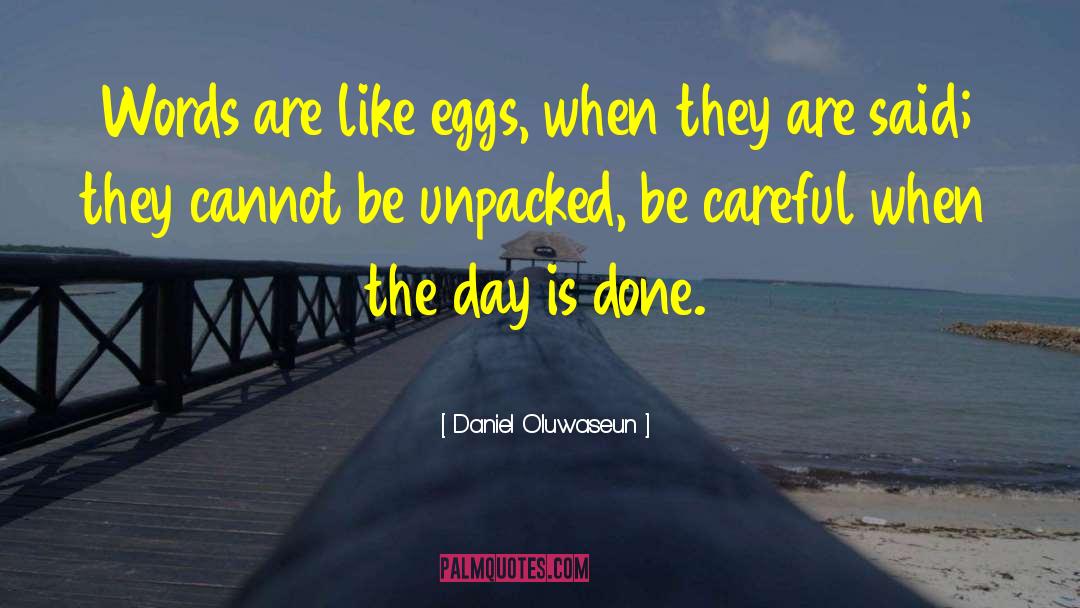 Daniel Oluwaseun Quotes: Words are like eggs, when