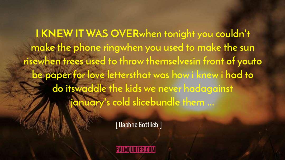 Daphne Gottlieb Quotes: I KNEW IT WAS OVER<br