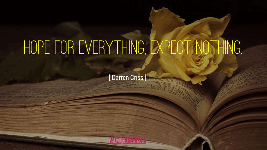 Darren Criss Quotes: Hope for everything, expect nothing.