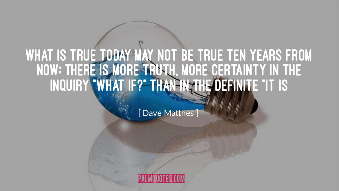 Dave Matthes Quotes: What is true today may