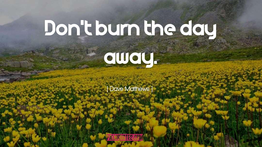 Dave Matthews Quotes: Don't burn the day away.