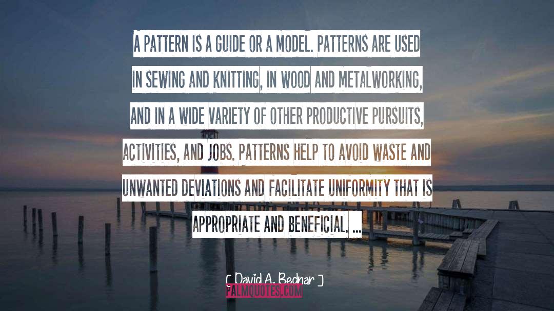 David A. Bednar Quotes: A pattern is a guide
