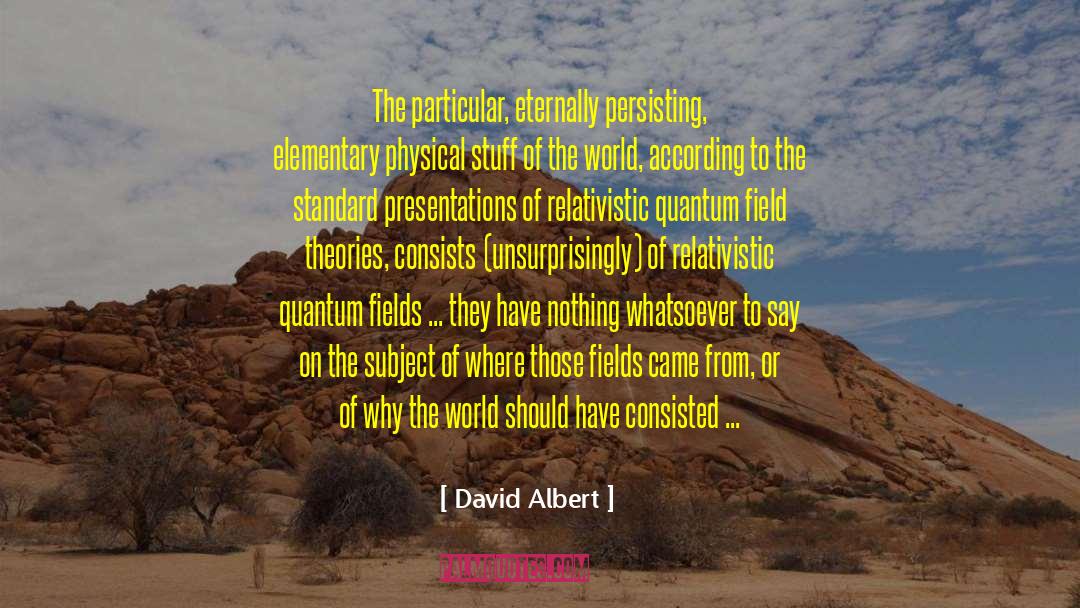 David Albert Quotes: The particular, eternally persisting, elementary