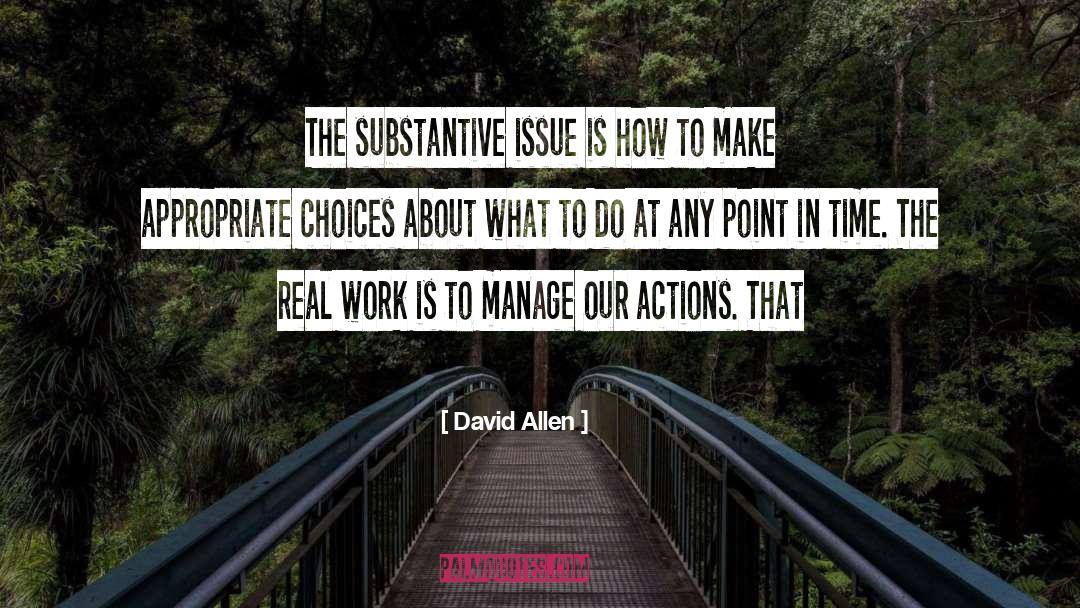 David Allen Quotes: The substantive issue is how