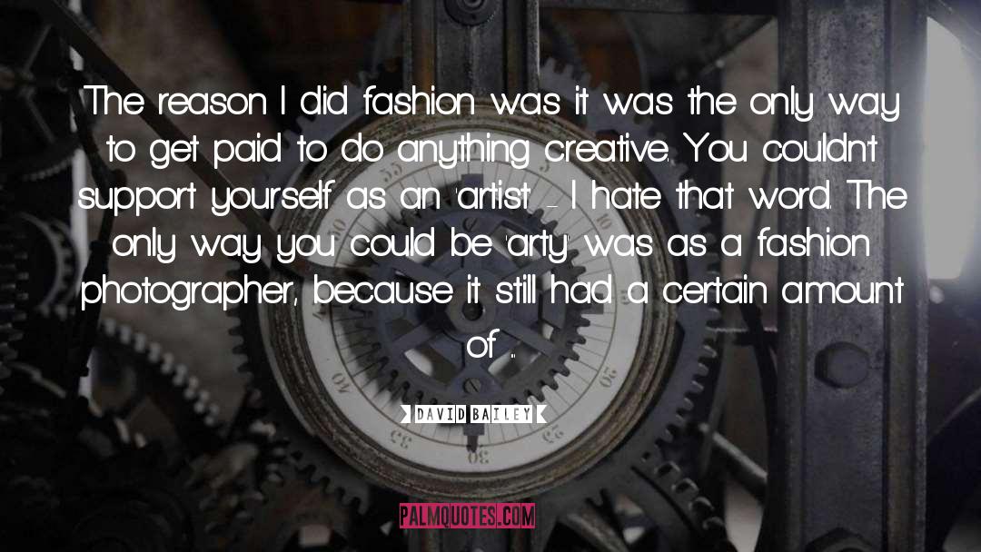 David Bailey Quotes: The reason I did fashion