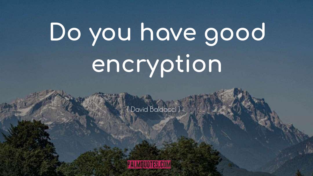 David Baldacci Quotes: Do you have good encryption