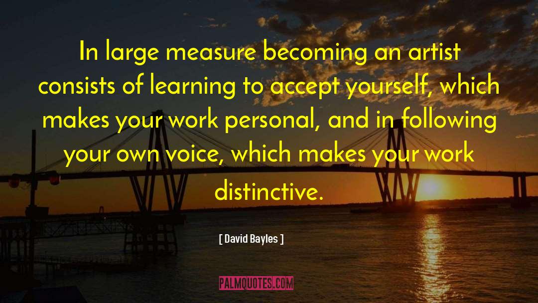 David Bayles Quotes: In large measure becoming an