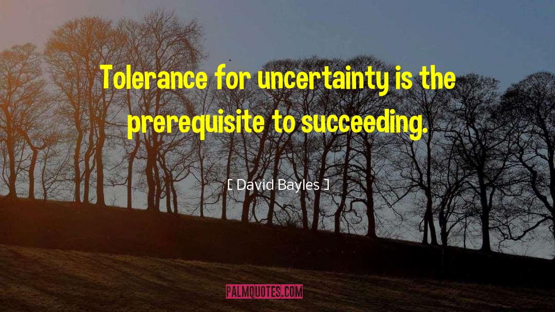 David Bayles Quotes: Tolerance for uncertainty is the
