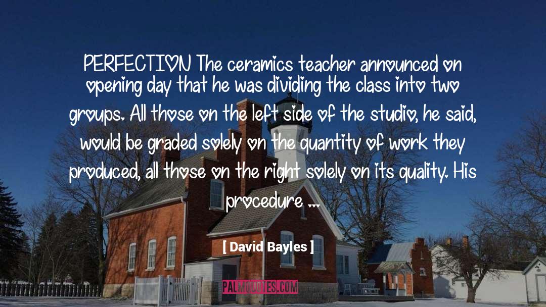 David Bayles Quotes: PERFECTION The ceramics teacher announced