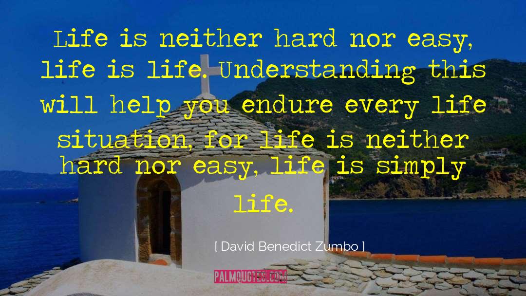 David Benedict Zumbo Quotes: Life is neither hard nor