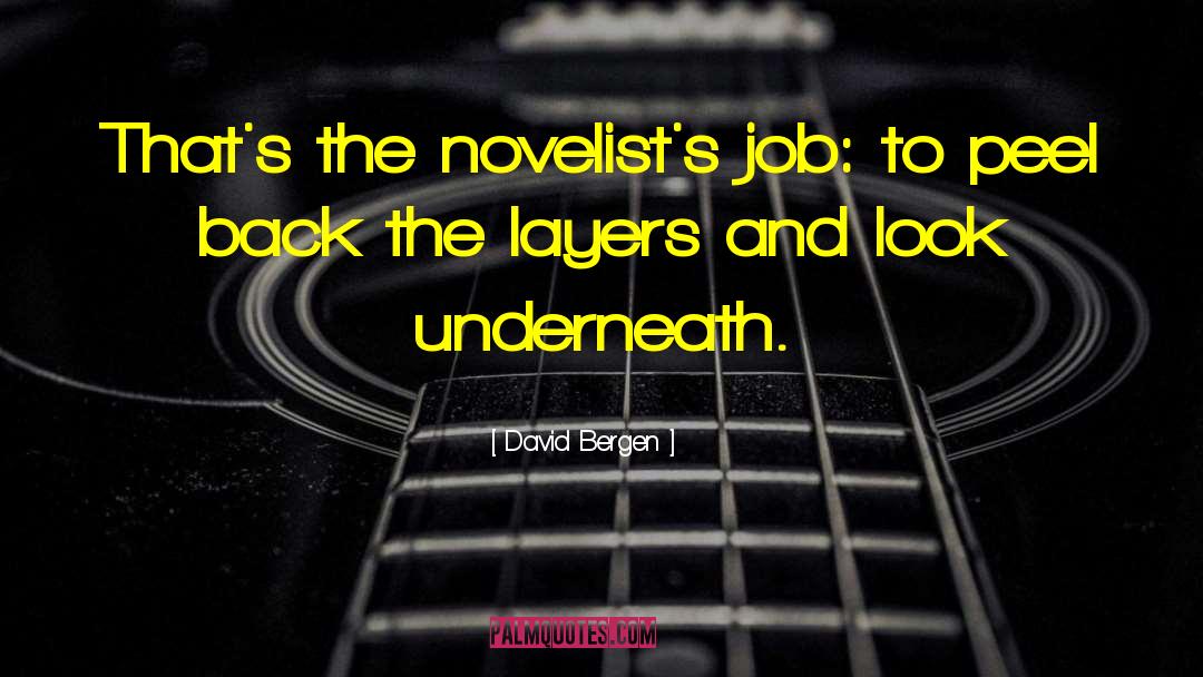 David Bergen Quotes: That's the novelist's job: to