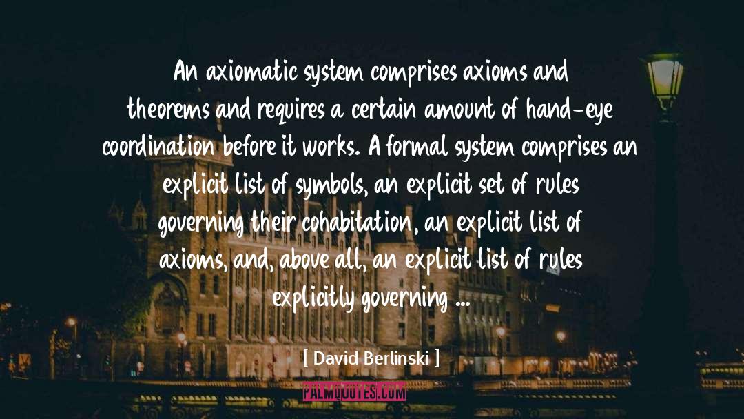 David Berlinski Quotes: An axiomatic system comprises axioms