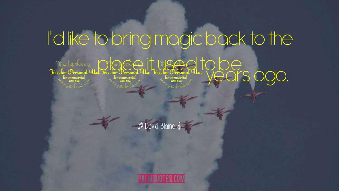 David Blaine Quotes: I'd like to bring magic