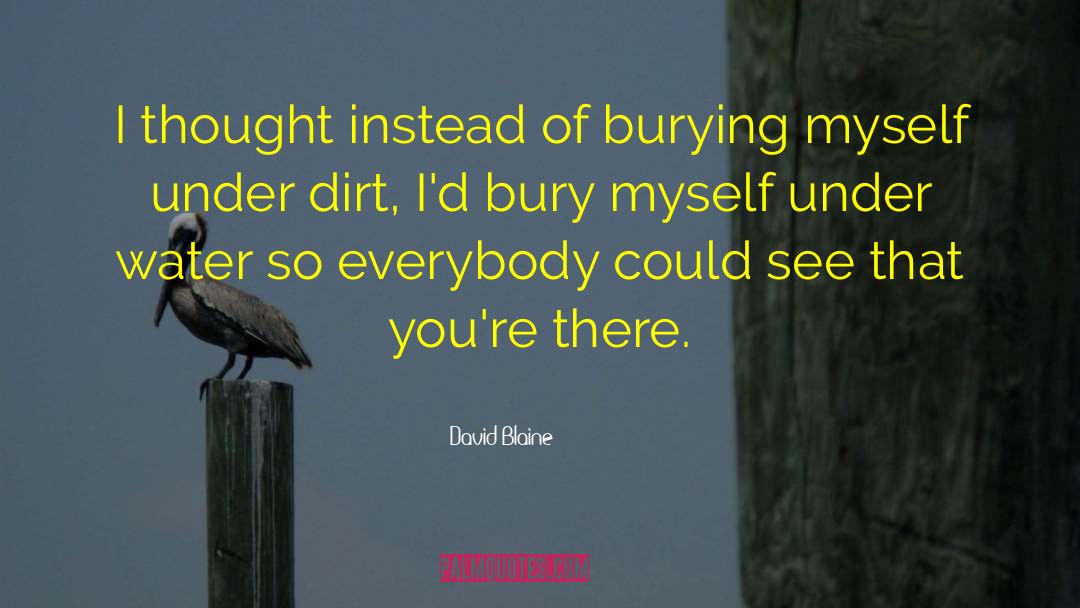 David Blaine Quotes: I thought instead of burying
