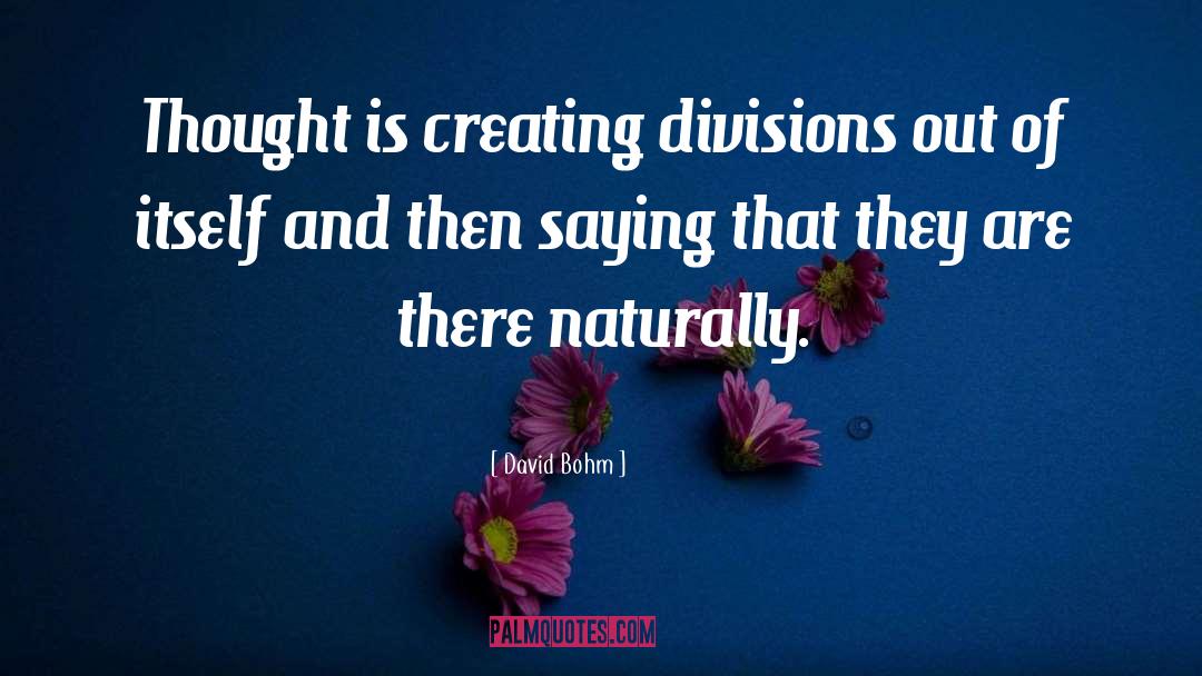 David Bohm Quotes: Thought is creating divisions out
